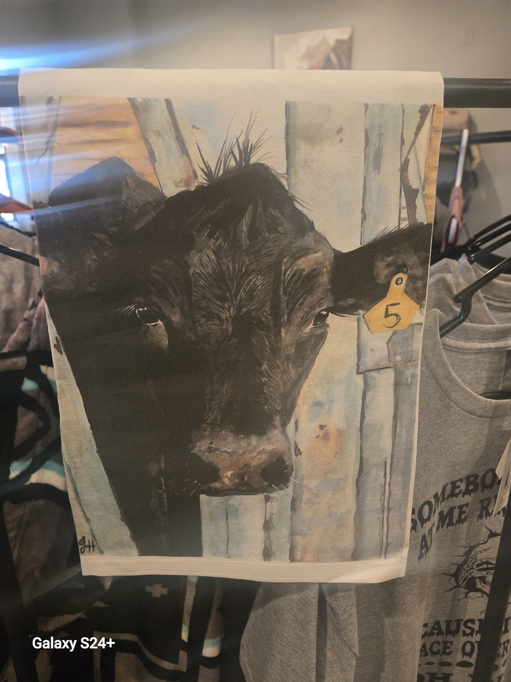 Farmhouse Cow Portrait Tea Towel - Black & Brown